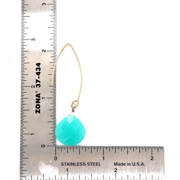 Gold Wire Stone Drop Earrings - Picture 4 of 5